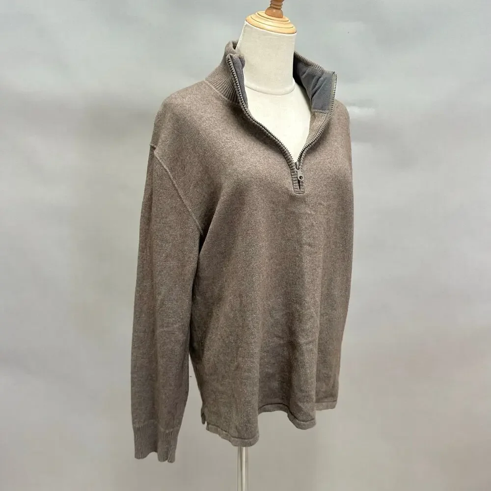 The North Face brown 1/4 zip wool blend‎ pullover sweater mens Size Large Unisex